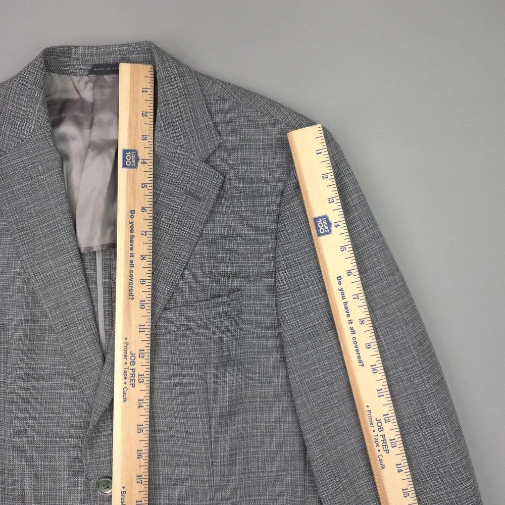 Hugo Boss Blazer Mens 40R Gray Check Wool Janson6 Sport Coat Jacket Regular Fit